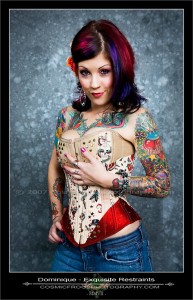 Dominique in our Old Skool Tattoo Overbust, photo by Jeff Davidson