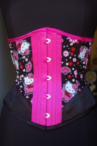 Pink & Black Hello Kitty Geisha Underbust by Exquisite Restraint