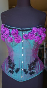 A Custom Silk Overbust with rosettes and beaded swags for the lovely Margo